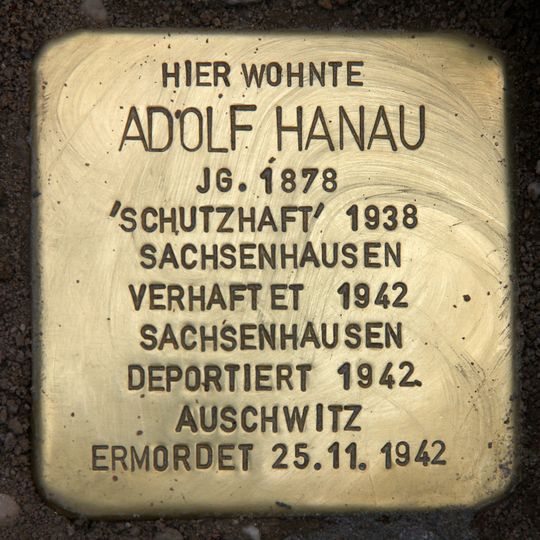 Stolperstein dedicated to Adolf Hanau