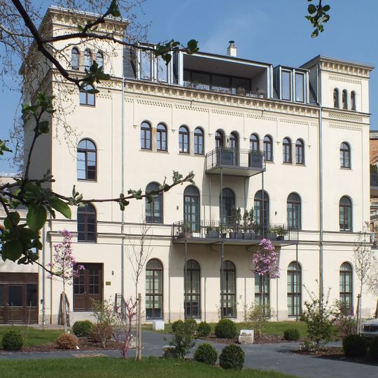 Hinterbau zur Villa Ernst Keil, ursprünglich Papierlager des Verlegers Goldschmidtstraße 33