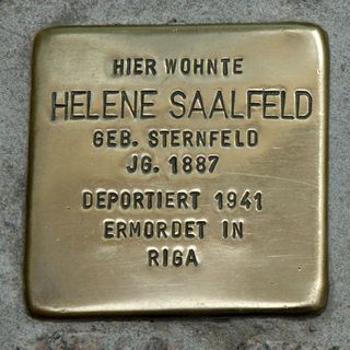 Stolperstein dedicated to Helene Saalfeld