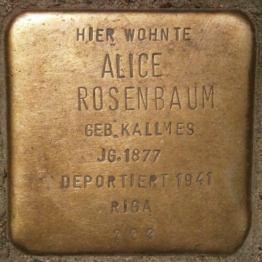 Stolperstein dedicated to Alice Rosenbaum