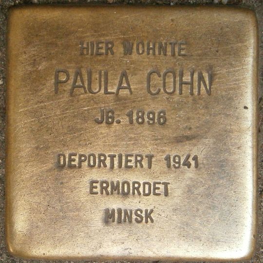 Stolperstein dedicated to Paula Cohn