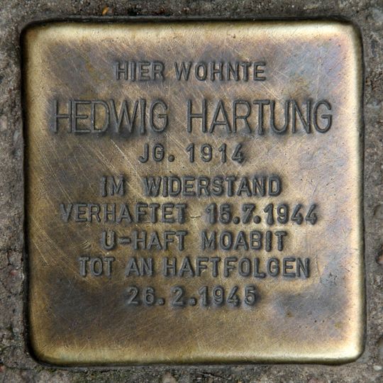 Stolperstein dedicated to Hedwig Hartung