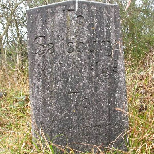 Milepost, Brigmerston Plantation; 150m S of MOD red gate