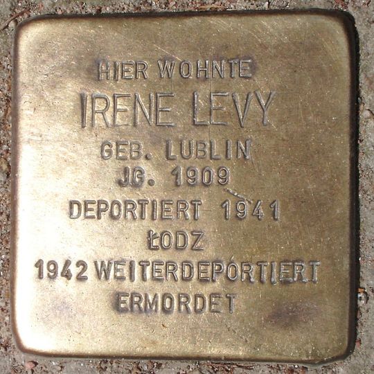 Stolperstein dedicated to Irene Levy