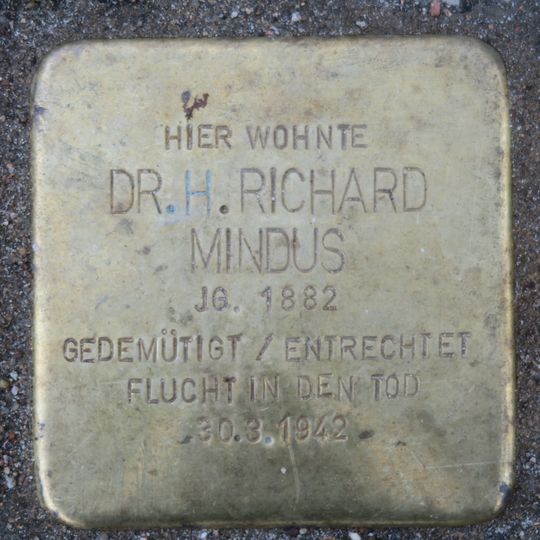 Stolperstein dedicated to Richard Mindus