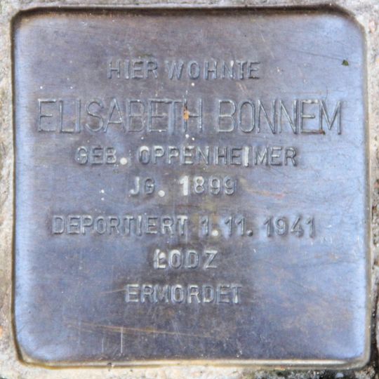 Stolperstein dedicated to Elisabeth Bonnem