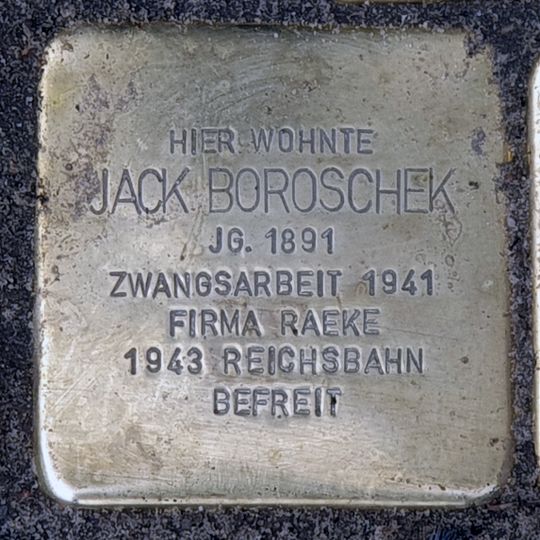 Stolperstein dedicated to Jack Boroschek