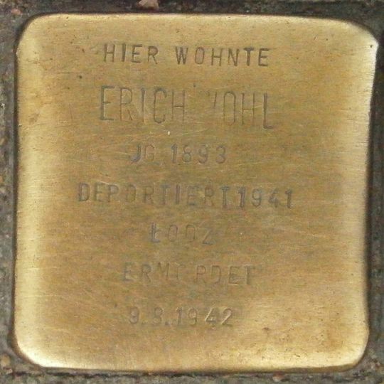 Stolperstein en memoria de Erich Wohl