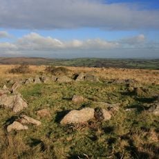 Stone hut circle on Corringdon Ball