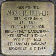 Stolperstein dedicated to Auguste Hüpper