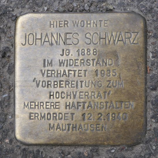 Stolperstein dedicated to Johannes Schwarz