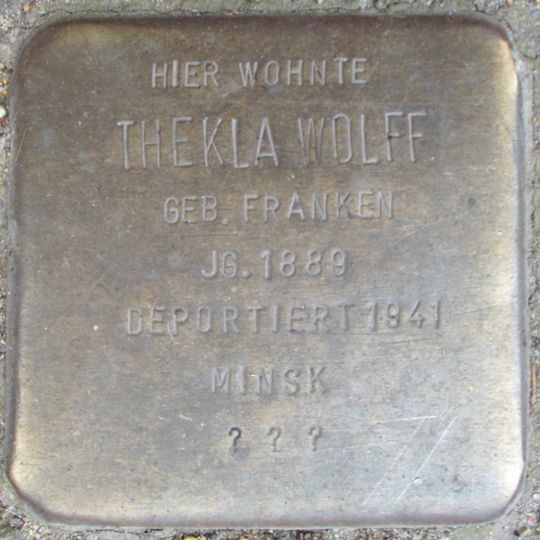 Stolperstein en memoria de Thekla Wolff