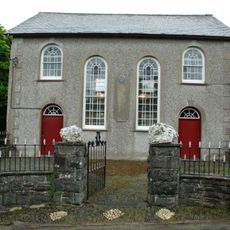 Forecourt walls, rails and gates at Nanternis Independent Chapel