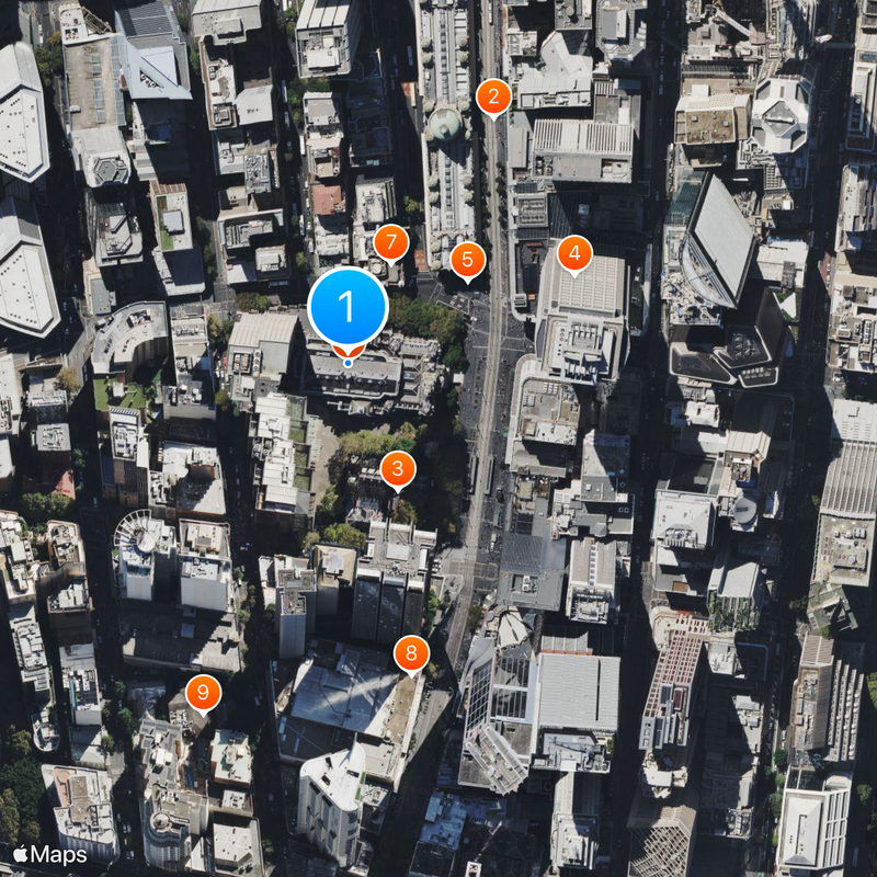 Sydney Town Hall Map