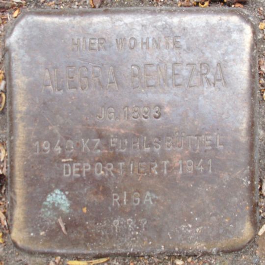 Stolperstein dedicated to Alegra Benezra