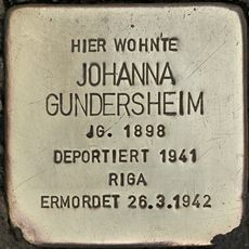 Stolperstein dedicated to Johanna Gundersheim