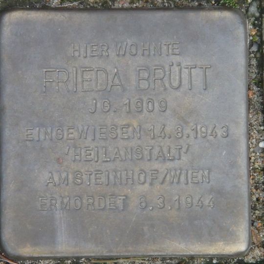 Stolperstein en memoria de Frieda Brütt