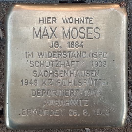 Stolperstein à la mémoire de Max Moses