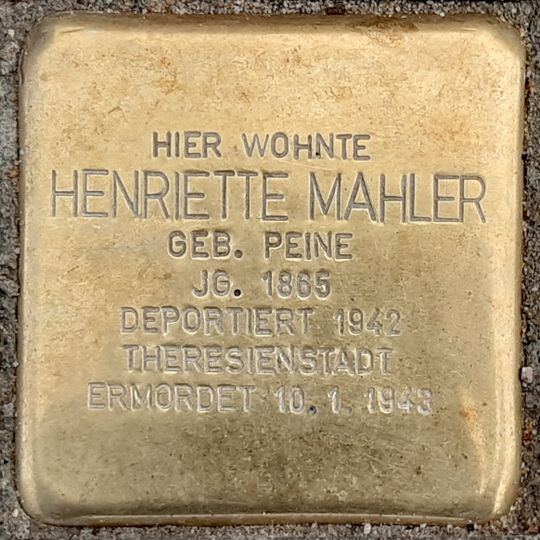 Stolperstein en memoria de Henriette Mahler