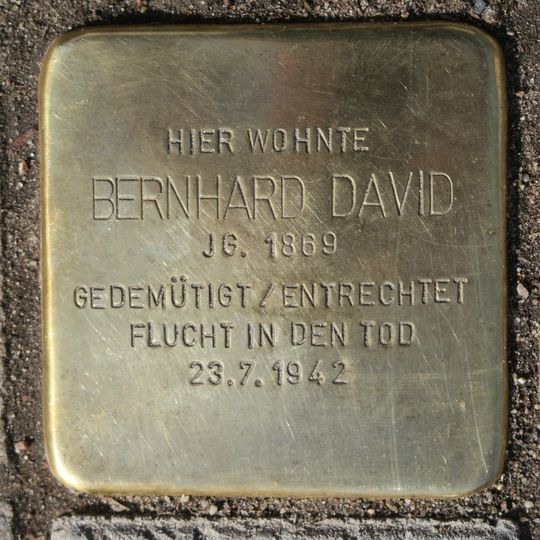 Stolperstein dedicated to Bernhard David