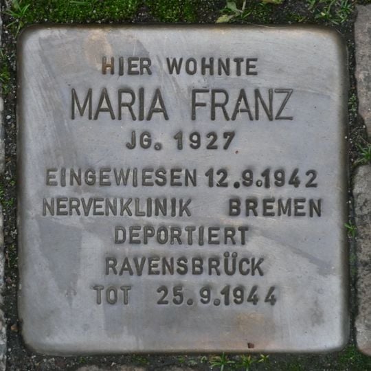 Stolperstein dedicated to Maria Franz