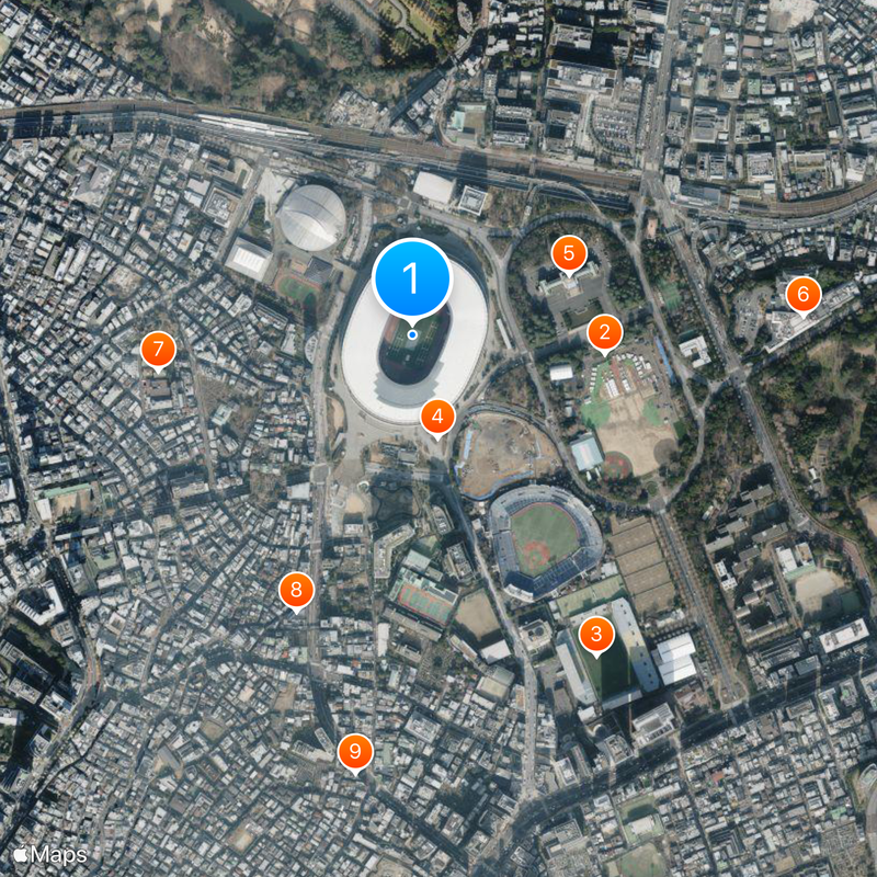 Stade national du Japon Carte