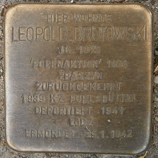 Stolperstein dedicated to Leopold Drutowski