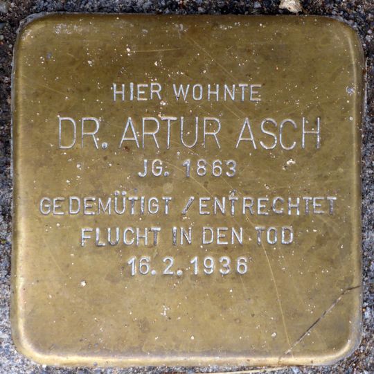 Stolperstein dedicated to Artur Asch