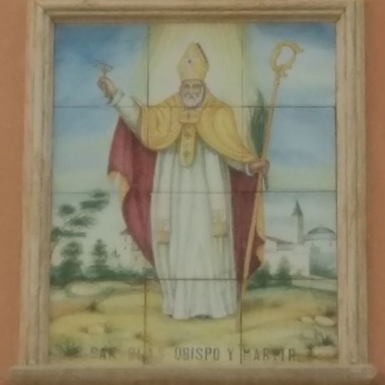Ceramic panel of Saint Blaise at 27 Sant Blai street