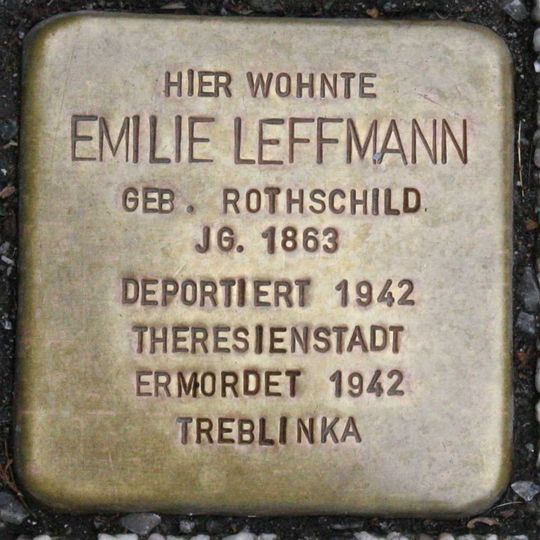 Stolperstein dedicated to Emilie Leffmann