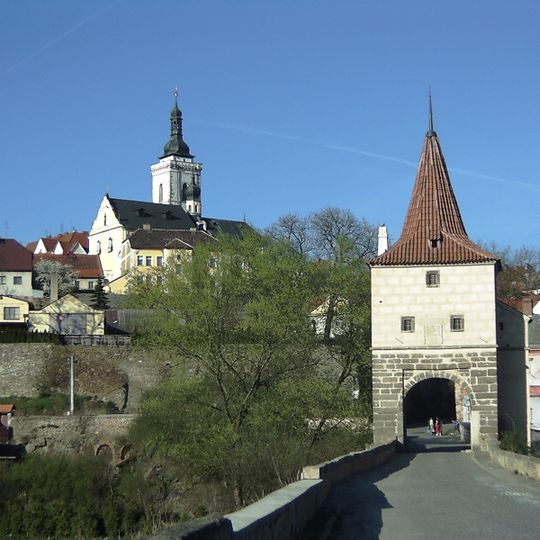 Stone bridge with a gate tower in Stříbro