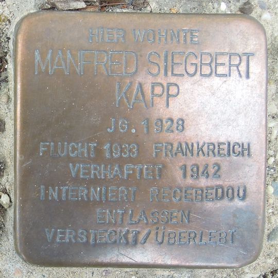 Stolperstein à la mémoire de Manfred Siegbert Kapp