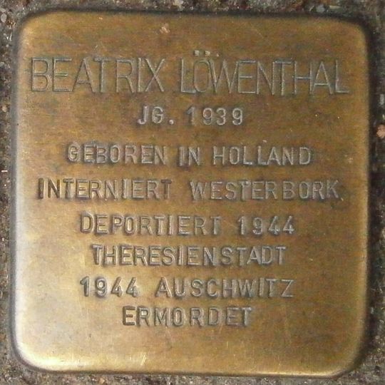 Stolperstein dedicated to Beatrix Löwenthal