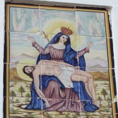 Ceramic panel of Our Lady of Sorrows at Mare de Déu de les Angoixes street