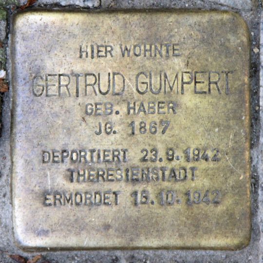Stolperstein dedicated to Gertrud Gumpert