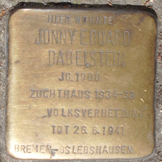 Stolperstein dedicated to Jonny Eduard Dabelstein