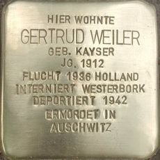 Stolperstein dedicated to Gertrud Weiler