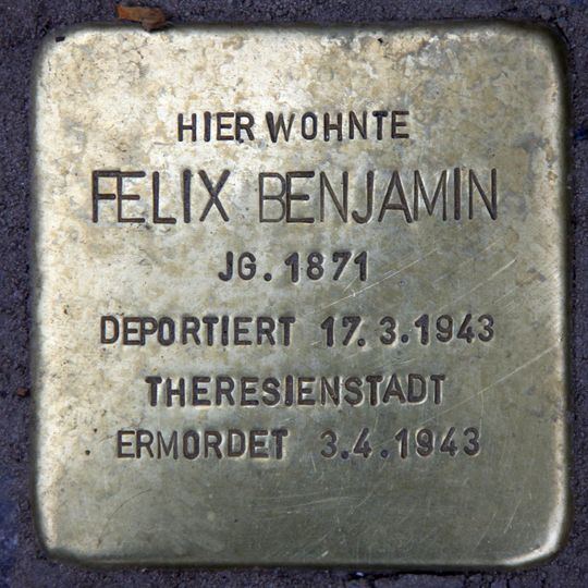 Stolperstein dedicated to Felix Benjamin