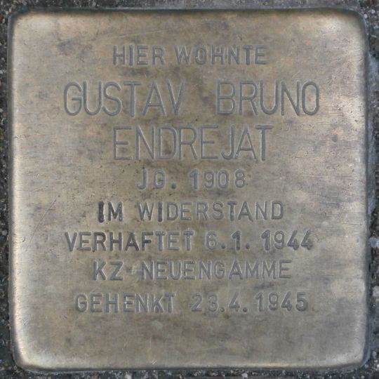 Stolperstein dedicated to Gustav Bruno Endrejat