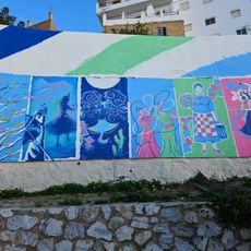 Mural alusivo a la fiesta de verdiales, realizado por vecinos de la zona.