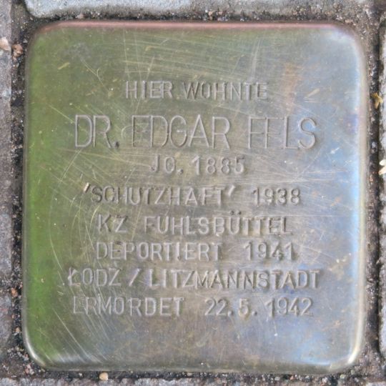 Stolperstein dedicated to Edgar Fels