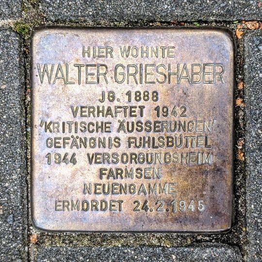 Stolperstein en memoria de Walter Grieshaber