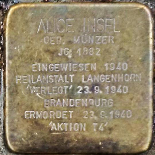 Stolperstein en memoria de Alice Insel
