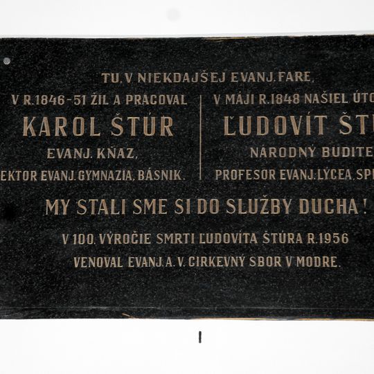 Ev. fara S. Zocha a D. Fajnora, tabuľa pamätná