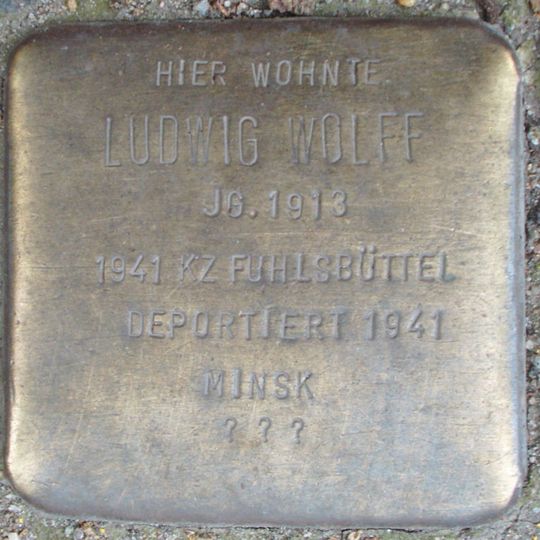 Stolperstein dedicated to Ludwig Wolff