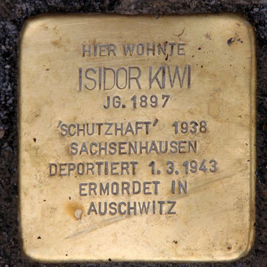 Stolperstein à la mémoire d’Isidor Kiwi
