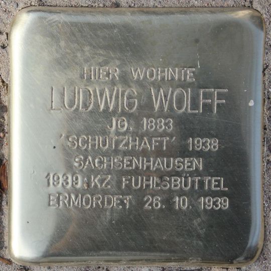 Stolperstein dedicated to Ludwig Wolff