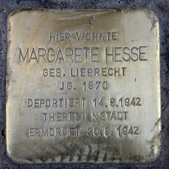 Stolperstein dedicated to Margarete Hesse
