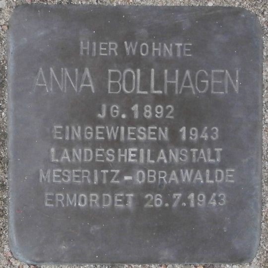 Stolperstein en memoria de Anna Bollhagen