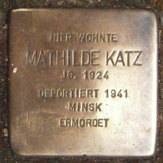 Stolperstein dedicated to Mathilde Katz